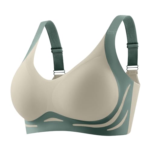 Camiseta de tirantes acolchada para mujer, sin cordones, cómoda, sujetador sin cables, sujetador de levantamiento de pecho, con etiqueta Mark, verde, XXL