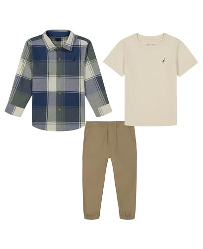 Image of Nautica Baby Boys' 3pc Woven Shirt /Tee /Woven Jogger Set