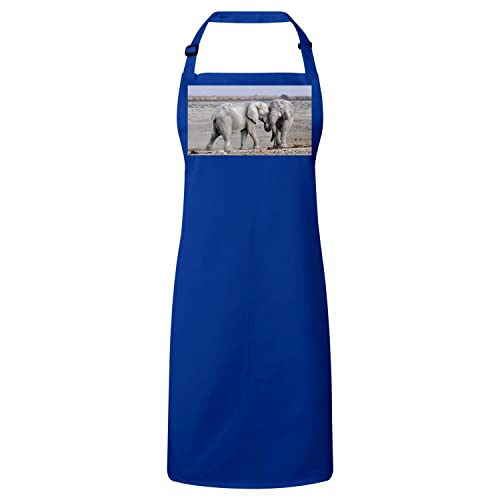 Tablier premium bleu éléphants savane en textile haute qualité