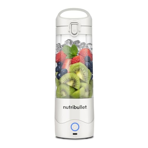 nutribullet Portable Blender in White - Powerful Extractor Blade, 475ml Cup, To-Go Lid, USB-C...