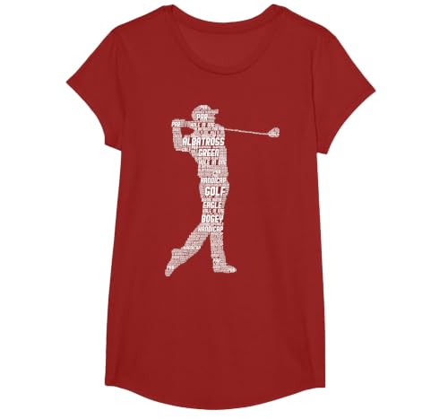 Golf Golfer Golf Player Men Children Boys T-Shirt, Girls, Cranberry Red, Small