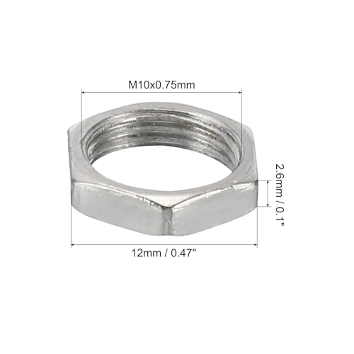 PATIKIL M10x0.75 Stahl Sechskantmuttern 60 Pack Metrische Gewinde Verzinkt Beschläge Muttern Schraube Bolzen Befestigungsteile für Lampen Maschinen Reparatur 2.6mm Höhe