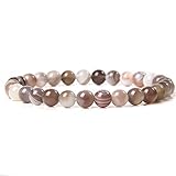  6 mm Perlen Stretch-Armbänder für Damen Herren Achate Stein Armband Elastisches Seil Armreifen Schutz Schmuck, Botswana, 21 cm