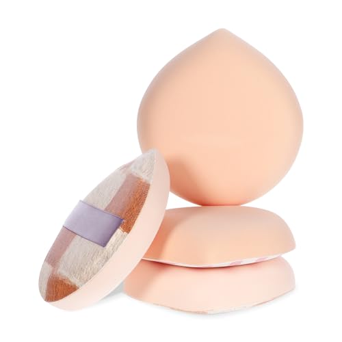 Lot de 4 éponges de maquillage coréennes pour fond de teint, anti-cernes et poudre en forme de larme - Coussin de maquillage pour liquide, crème et poudre (grande taille) - C