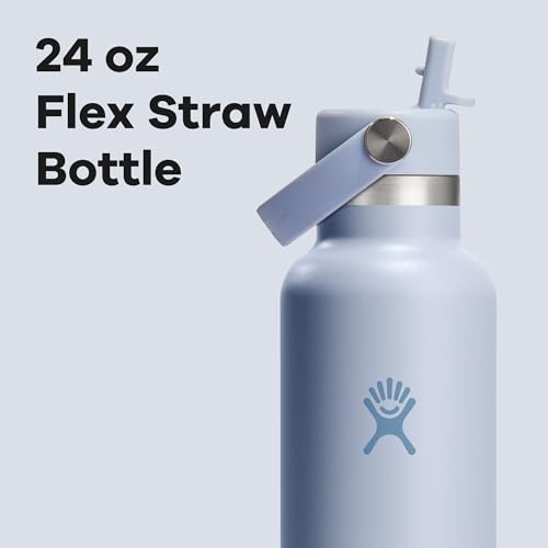 Hydro Flask Water Bottle - Insulated Stainless Steel - Straw Lid, Non Spill, Leakproof 24 Oz Surf Blue