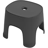 Ladfrol お風呂浴室用いす軽量バスシャワー風呂用パール入浴用風通しがです撥水防カビ撥水パールシャワーチェア浴室用介護いすバスルームロースツールプラスチック製スツール厚い (ブラック) [並行輸入品]