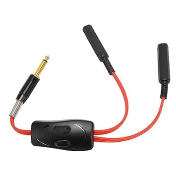 Tattoo Dual Interface Converter – 6.35mm Plug, DC Clip Cord Splitter with Switch, Silicone Housing for Perfect Conductivity – Professional Tattoo Accessory (Red)