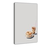 Lienzo decorativo con diseño de café helado y bagels en una cocina minimalista, impresión artística para decoración de sala de estar, dormitorio, 30 x 45 cm