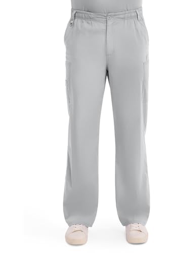 Dickies Mens Signature Elastic Waist Medical Scrubs Pants, Grey, Medium