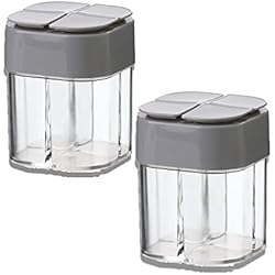 Vastsea 4 en 1 Ajustables Frasco de especias, 2 Piezas Dispensador Cuadrado de Especias, Gris Frasco Especias, para Hogar Restaurante Cocinar Barbacoa