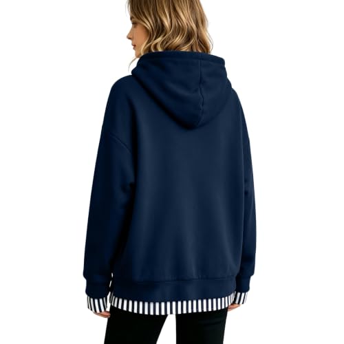 Womens Hoodies Oversized Long Sleeve Striped Layered Fall Pullover - image 2