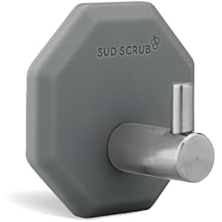 Sud Scrub Antimicrobial Shower Hooks, Self Adhesive, Heavy Duty Removable, Stick On for Hanging, Bathroom Towel Hook (Charcoal)