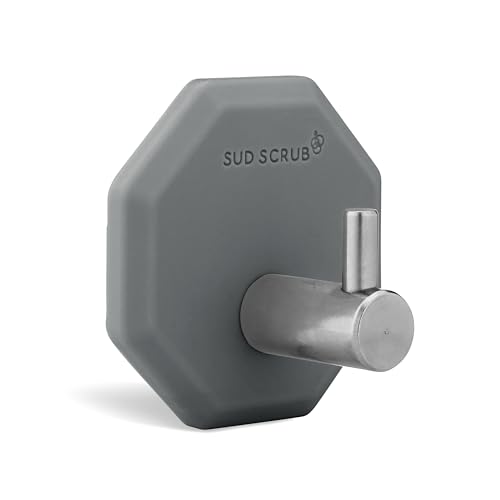 Sud Scrub® Antimicrobial Shower Hook, Self-Adhesive Shower Wall Hooks, Heavy Duty Removable Wall Hooks, Stick on Hanging Hooks, Bathroom Towel Hooks (Anthracite)