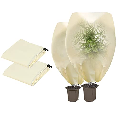 Hillylolly Pflanzenschutz Winter Pflanzenschutz Winter Kübelpflanzen, Winterschutz für Kübelpflanzen mit Zugband, Frostschutz für Kübelpflanzen, Jutesack für Pflanzen-200*240CM (60*80cm/80*100cm)