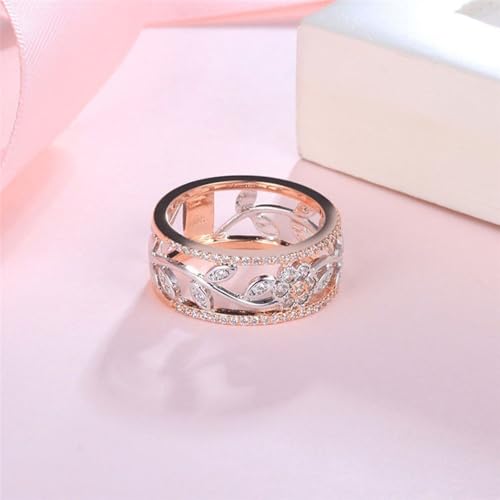 Vintage Golden Two-Tone Plating Flower Ring For Women Engagement Party Wedding Female Rings Jewelry Hand Accessories Size 7,Nice Design3