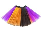 Halloween Witch Tutu Orange Purple and Black Tutu Skirt Elastic Tulle Tutu Skirt Halloween Cosplay Costume (Purple)