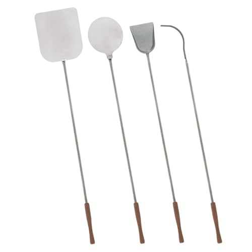 INTEC - Set de 4 Pelles à Pizza Inox Alimentaire Poignée en bois Hêtre Manche 138 à 150 cm - Kit Four à Bois, Pain Pizza