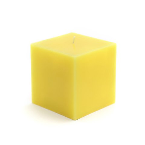 Zest Candle CPZ-129-12 3 x 3 in. Yellow Square Pillar Candles -12pcs-Case- Bulk