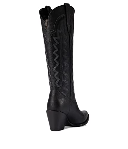 Image of Dingo Womens High Cotton Embroidery Snip Toe Casual Boots Knee High Mid Heel 2-3 inch