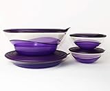  TUPPERWARE Eleganzia Schüssel 2X 600ml + 1,5L + 3,2L VIOLETT-LILA/TRANSPARENT Schale BLICKFANG + Geschenk 250 Mini Gefriebehälter Gelb