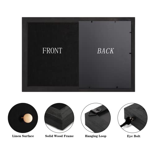 Emfogo 2-Pack Bulletin Board Wooden Frame Cork Board 16\"x11\" Bulletin Boards for Walls and Office Decor for Girls Room, Office, Bedroom, Kids Room, Classroom (All Black 2 Pack) - Thumbnail 6