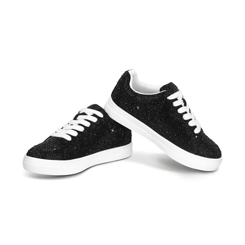 Image of PARTY Women's Rhinestone Platform Lace Up Low Top Glitter Sneakers
