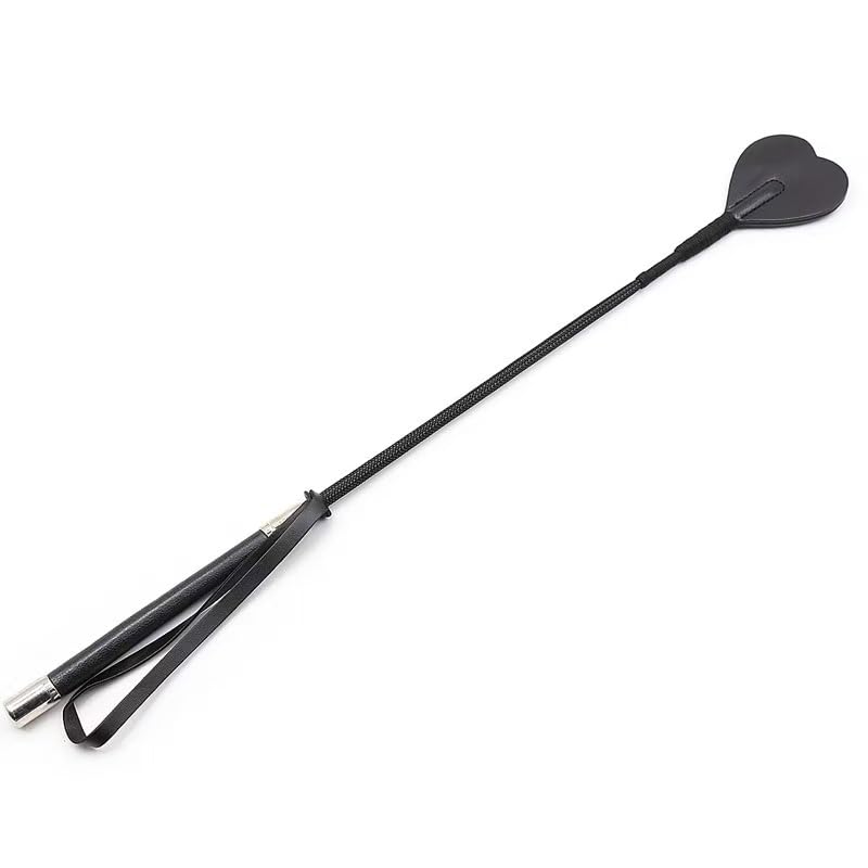 HHAura Heart Shape Leather Riding Crop – Premium Equestrian Horse Riding Whip for Training, Discipline, and Horseback Riding (Black)