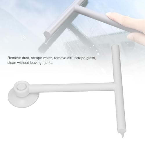 Image of Shower Squeegee for Glass Doors, Reusable Silicone Window Squeegee Bathroom Squeegee with Non Slip Handle and Suction Cup for Glass, Window, Door, Mirror, Car Windshield (White)