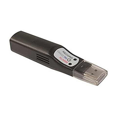 TFA Dostmann LOG32 TH Datenlogger, für Temperatur und Feuchte, Speicher für 6000 Datensätze, gratis Software, Status- und Alarm-LED, L 22 (30) x B 21 (28) x H 102 mm Cover