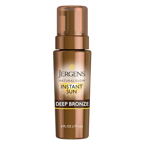 Jergens Natural Glow Instant Sun Body Mousse, Self Tanner for Deep Bronze Tan, Sunless Tanning Body...