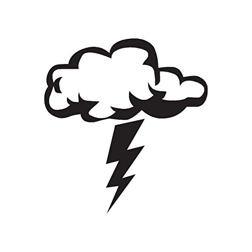 Image of Storm Cloud Lightning Bolt - Vinyl Decal Sticker - 12 inch x 12.75 inch - Black
