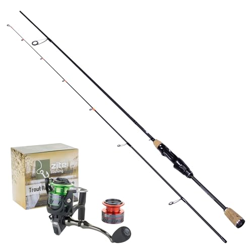 Zite Fishing UL Forellen Angelset | Ultra Light Solid Tip Rute 2 m 0,5-3g aus Carbon | 1000er Spinnrolle mit Frontbremse & 3+1 Kugellagern | Für Gummiköder + Spoons Zite Fishing UL Forellen Angelset | Ultra Light Solid Tip Rute 2 m 0,5-3g aus Carbon | 1000er Spinnrolle mit Frontbremse & 3+1 Kugellagern | Für Gummiköder + Spoons