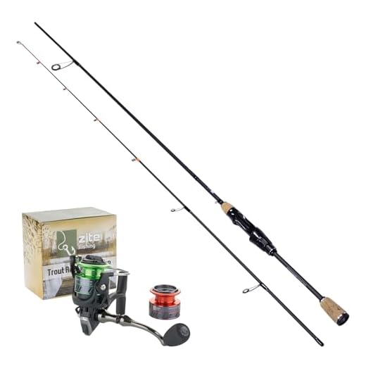 Zite Fishing UL Forellen Angelset | Ultra Light Solid Tip Rute 2 m 0,5-3g aus Carbon | 1000er Spinnrolle mit Frontbremse & 3+1 Kugellagern | Für Gummiköder + Spoons
