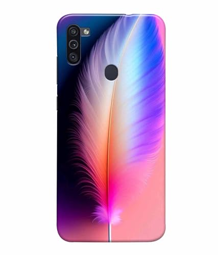 Image of Printed Hard Back Case Cover & Compatible for Samsung Galaxy M11 / Samsung Galaxy A11 | Colourful Feather (Multicolor) - D1181