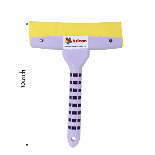 Image of Krivan Window Wiper Window Squeegee Mirror Scraper Perfect for Shower Doors Window Mirror Car Glass Bathroom with Soft Rubber Blade Wiper Window Cleaner (Set of 2, Purple)
