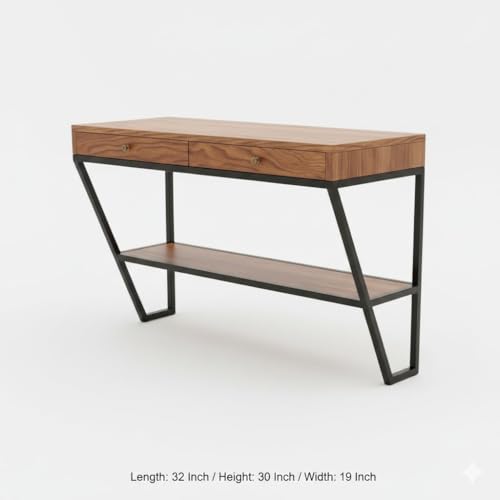 Image of Wall Mount Study Table Laptop Desk for Home & Office with 2 Drawer Storage Wall Mounted Table for Desktop - Engineered Wood Modern Top Study Table /Computer Table for Home PC (Levi)