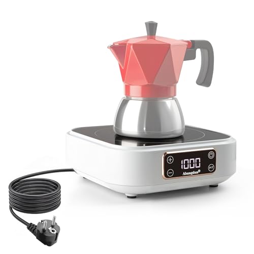 Mini placa de inducción, 1000 W, mini placa de inducción, 1 placa, placa de inducción con 7 niveles de potencia, 200 W-1000 W, placa de inducción eléctrica para remolques de camping