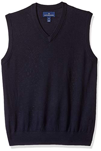 BUTTONED DOWN Men's Italian Merino Wool Lightweight Cashwool Sweater Vest, Midnight Navy, X-Small