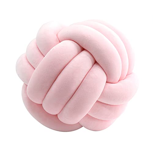 Knotted Ball Pillow, Knot Throw Cushion - Soft Companionship Decorative Sofa Pillow, Round (Pink, 20cm)