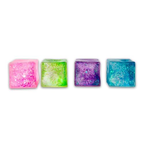 Scrunchems Glitter Sugar Cube, Sensory Fidget Toy, Squishy Stress Relief Cube with Sparkling Gel, Tactile Calming Companion, For Ages 3+
