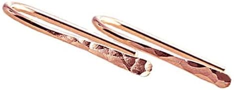 Threader Drop 13mm Arc Minimalist Huggie Hoop Piercing Earrings Horseshoe Wishbone Hoops (14K Rose Gold Filled 20 gauge D. Hammered)