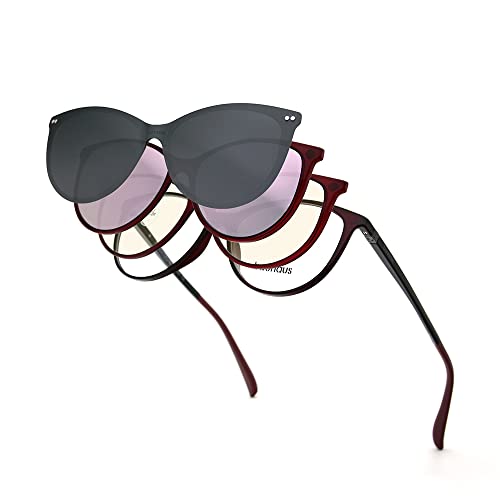 Image of Bauhaus Magnetic Clip on Sunglasses Women Polarized UV Square Men Sunglasses Night Driving Eyeglasses For Fishing Hiking