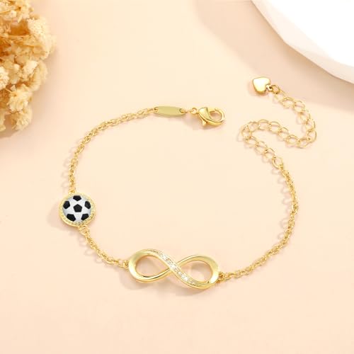 Baseball/Softball/Football/Soccer/Basketball/Tennis/Volleyball Infinity Bracelets for Girls Women,14K Gold Plated Sport Accessories Birthday Christmas Jewelry Gifts for Women Mom Girls4