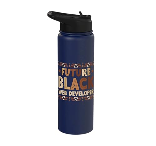 Future Black Web Developer Afro African Melanin Student Stainless Steel Insulated Water Bottle