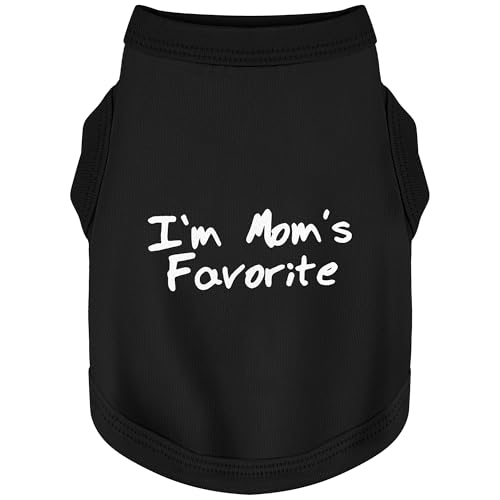 Cozy Sleeveless Canine Wear Dog Clothes, Soft, Lightweight, and Breathable Cotton Dog Shirt with I'm Mom's Favorite Print.Vest Tank Top Ideal for Small, Medium, and Large Breeds Black M
