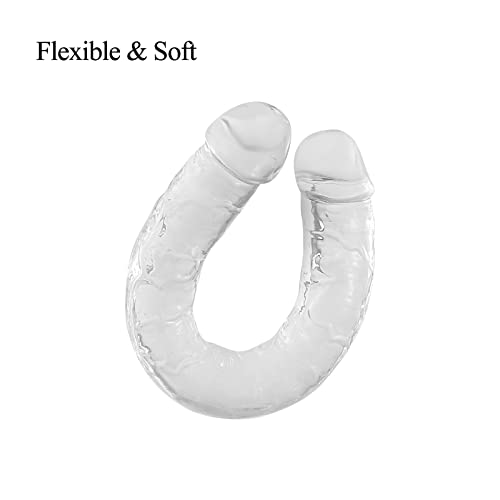 Lestesy 11.8X1.3 In Double Dildo,Flexible Realistic Jelly Dildo For Lesbian Female Masturbation, Clear, S #TOP3