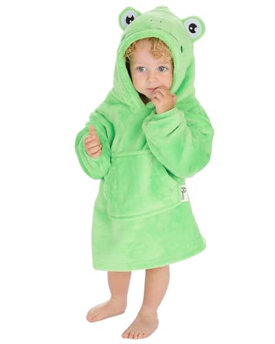 Slumber Hut Infants Oversized Blanket Animal Super Soft Plush Fleece Cosy Hoodie, Frog, 18-3 Years