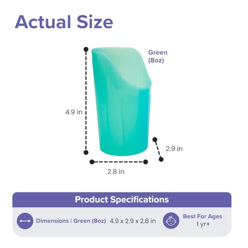 Image of TalkTools CutOut Nosey Cups - Drinking Glass for Stable & Fixed Position, Special Drinking Cups, Therapy Training Cups, Motor and Coordination Support (8 Oz (Green) - 2pk)