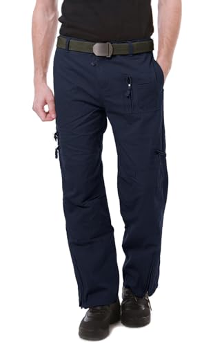 Image of CRYSULLY Men's Cotton Multi-Pockets Work Pants Tactical Outdoor Military Army Cargo Pants (No Belt)