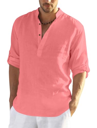 Image of FINIVO FASHION Men's Cotton Blend Solid Full Sleeve Combo Short Kurta Shirt, Regular Fit Solid Pattern Mandarin Collar Straight Kurta Shirt